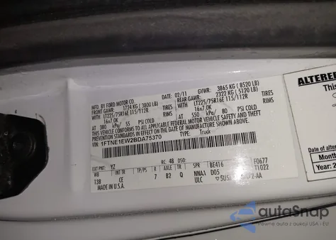 2011 Ford E-150 Commercial from USA, damaged, VIN 1FTNE1EW2BDA75370